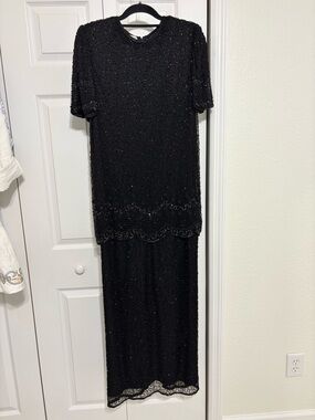Brilliante JA Elegant Silk Black Beaded Evening Dress